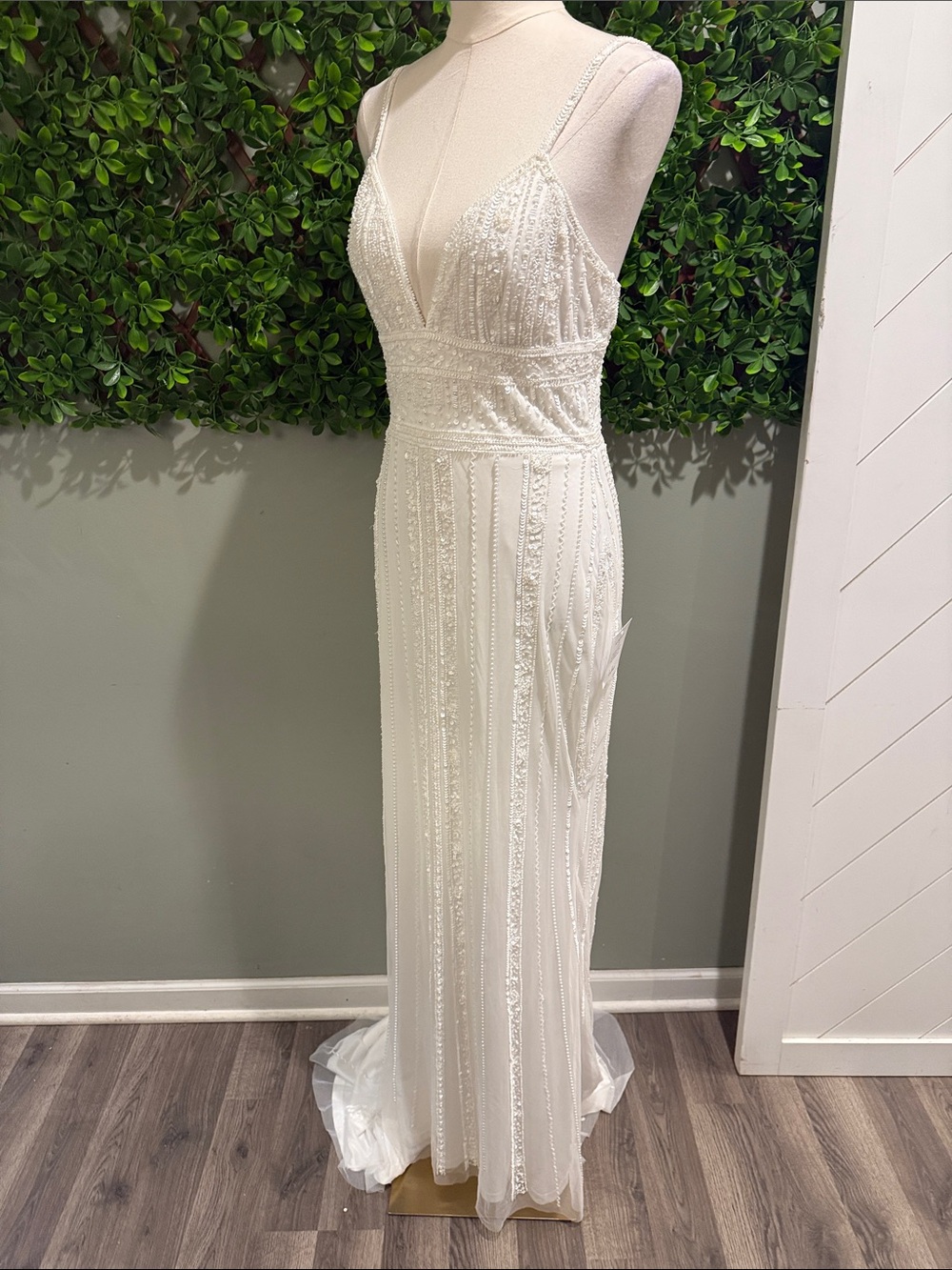 NWT- Stunning Vow White Beaded Sequin Maxi Dress - Picture 7 of 16